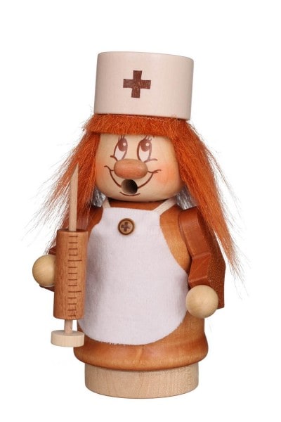 German Incense Smoker gnome nurse, 13,5 cm, Christian Ulbricht GmbH & Co KG Seiffen/ Erzgebirge