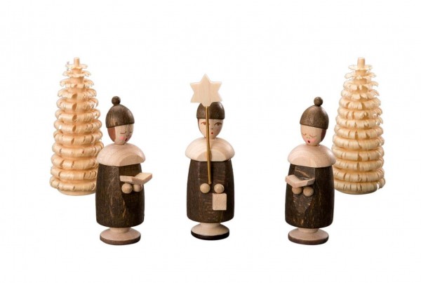 Currents figures with cap, 3 pieces and 2 Ringelbäumchen, nature of Albin Preißler