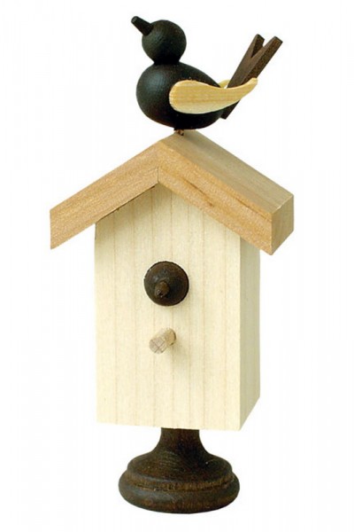 German Wooden Toy Starhaus with bird, nature, 8 cm, Spielalter ab 3 Jahre, Robbi Weber Seiffen/ Erzgebirge