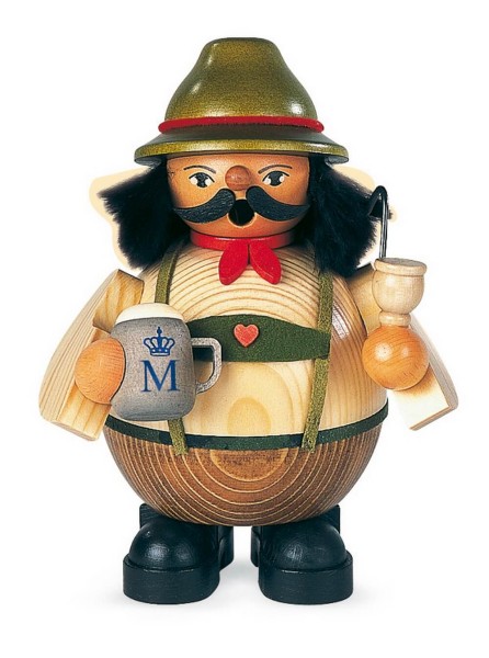 Smoking man Bavarian made of wood by Müller Kleinkunst from Seiffen