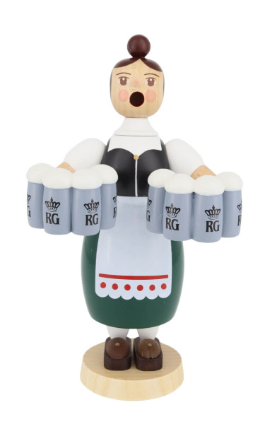 Smoking man Helga with beer mugs, 18 cm / 7 inch by Richard Glässer_2