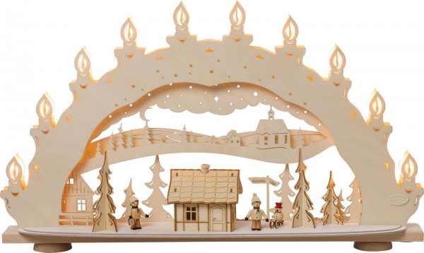 Candle arch winter wonderland with smoke house by Weigla