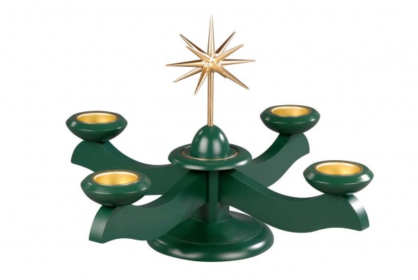 Adventsleuchter mit Weihnachtsstern, grün für Teelichter von Albin Preißler