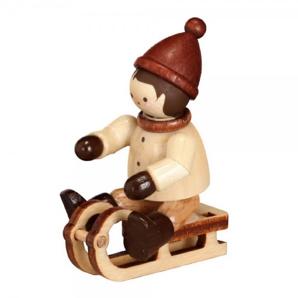 German Wooden Figurin Luger sitting, mini - nature, 4 cm, Romy Thiel Deutschneudorf/ Erzgebirge