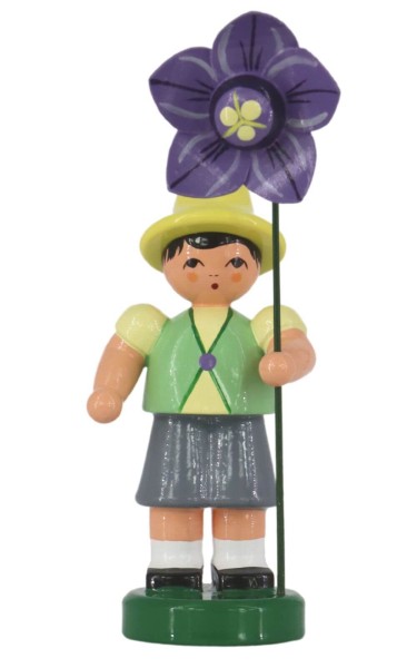 Flower boy Ronny with purple flower, 9 cm by Figurenland Uhlig