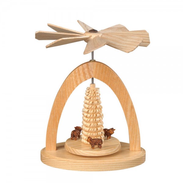 Christmas pyramid - warming game with sheep, 13 cm, natural by Albin Preißler