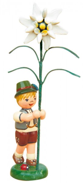 German Spring Figurin with edelweiss, 11 cm, Hubrig Volkskunst GmbH Zschorlau/ Erzgebirge