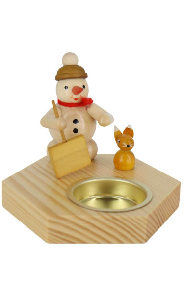 Candle holder for tea lights snowman with slider, natural by Ralf Zenker
