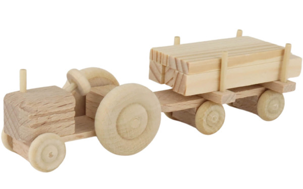 Traktor mit Anhänger Schnittholz, natur von Robbi Weber_1