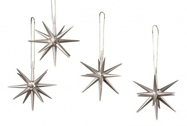 Wooden Christmas tree decorations, Christmas stars silver, 4 pieces by Albin Preißler_pic1
