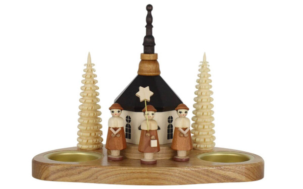 Weihnachtskerzenhalter Kirche und Kurrende, natur von Knuth Neuber