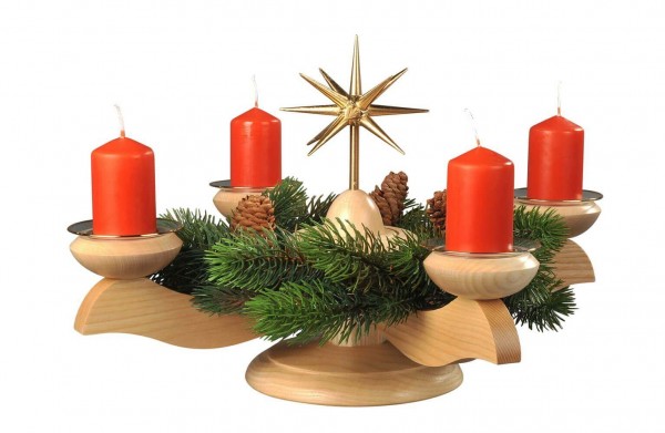 Advent candlestick with poinsettia and fir wreath, nature by Albin Preißler_pic1