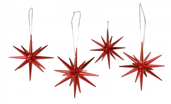 Wooden Christmas tree decorations, Poinsettias red-metallic, 4-piece by Albin Preißler_pic1