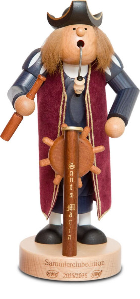 KWO Christopher Columbus German Incense Smoker 10.24 in (26 cm) Handmade Erzgebirge Woodcraft