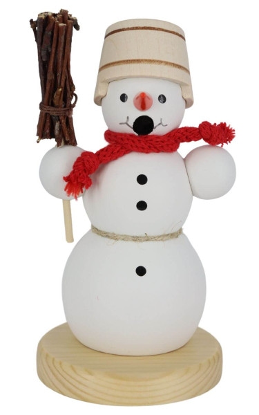 Smoking man snowman with broom, 13 cm, colored by Ralf Zenker_1