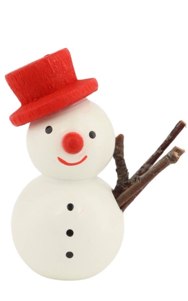 Miniature snowman with a red hat, 4 cm / 1,6 inches, from SEIFFEN.COM