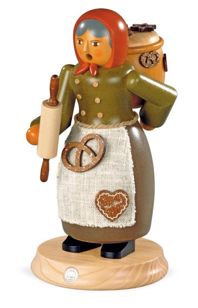 Smoking man gingerbread seller made of wood by Müller Kleinkunst from Seiffen