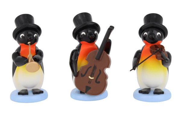 Miniatur Pinguin - Orchester, 3 - teilig, farbig von SEIFFEN.COM