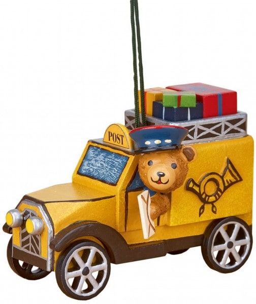 Christbaumschmuck Postauto mit Teddy von Hubrig Volkskunst