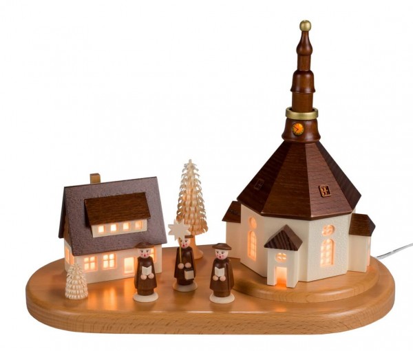 Sockel Seiffener Dorf mit Kurrende, 27 cm von SEIFFEN.COM