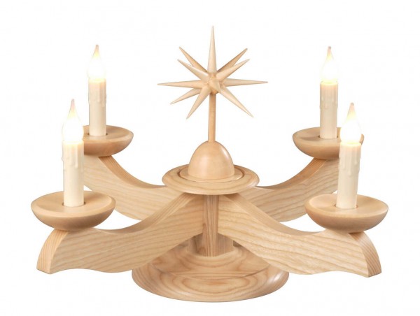Advent candlestick with poinsettia, nature, lectrically illuminated by Albin Preißler