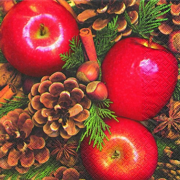 Christmas napkins Apples with Nuts by Home Fashion®