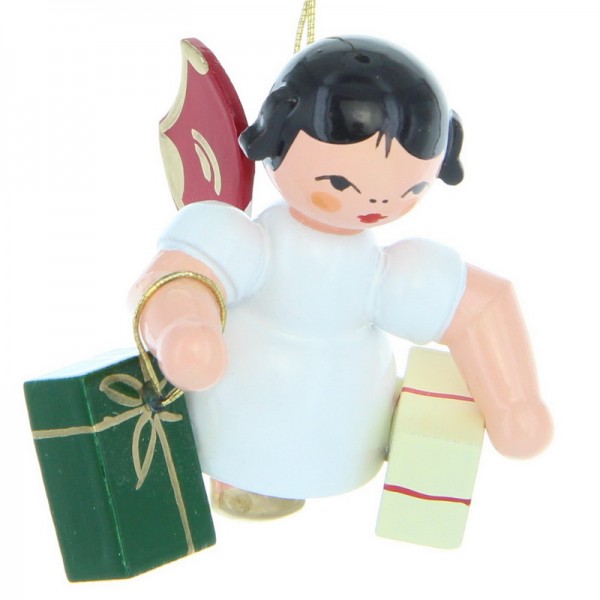 Hovering angel with 2 gifts and red wings by Figurenland Uhlig GmbH