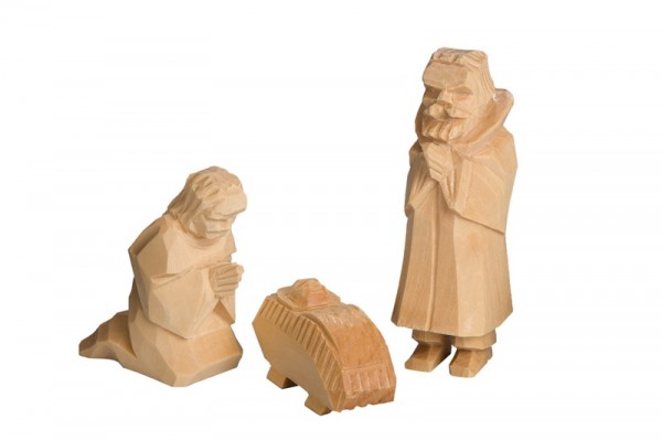 Krippenfiguren Heilige Familie, 3 - teilig, natur von SEIFFEN.COM