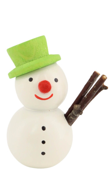Snowman with a green hat, 4 cm / 1,6 inches from SEIFFEN.COM_1