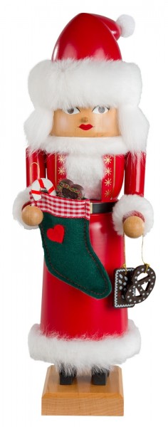 German Christmas Nutcracker Mrs. Santa, 29 cm, KWO Kunstgewerbe-Werkstätten Olbernhau/ Erzgebirge
