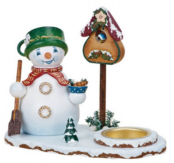 German Incense Smoker snowman with tealight, 16 x 15 cm, Hubrig Volkskunst GmbH Zschorlau/ Erzgebirge