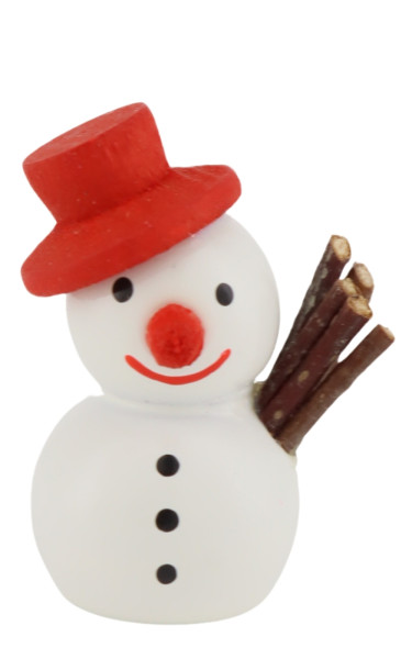 Snowman with a red hat, 3 cm / 1,2 inches, from SEIFFEN.COM