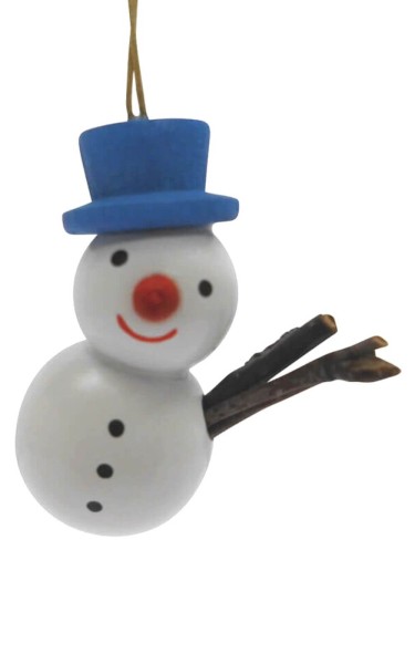 Christmas tree decoration snowman with blue hat, 4 cm by SEIFFEN.COM