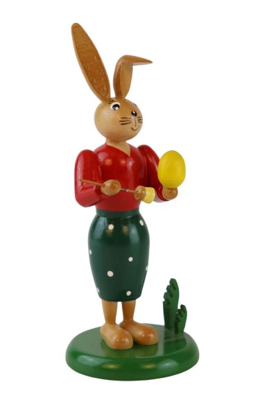 Easter bunny - bunny with brush and egg, 12 cm by Holzkunst Gahlenz