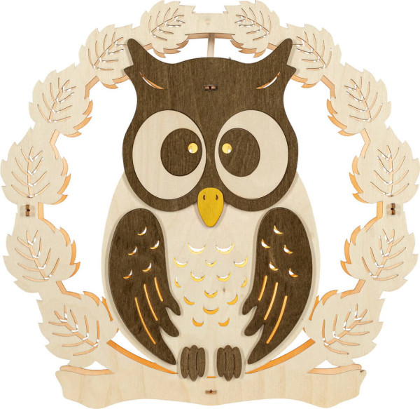 Fensterbild Eule im Kranz, 30 cm von Weigla