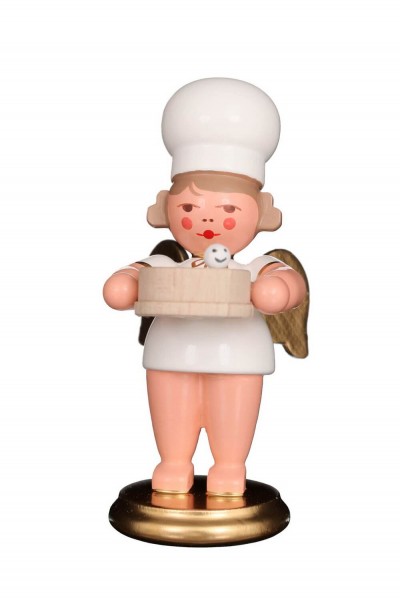 German Christmas Angel, bakerangel with flour sifter, 7,5 cm, Christian Ulbricht GmbH & Co KG Seiffen/ Erzgebirge