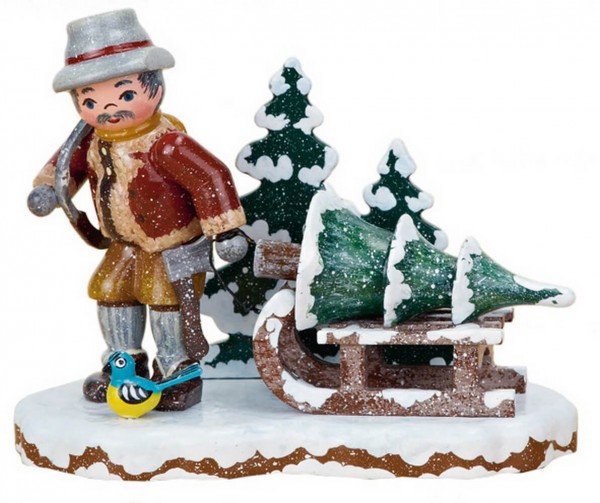 German Figurine - Winter Kid Christmas Christmas tree thief, 9 x 8 cm, Hubrig Volkskunst GmbH Zschorlau/ Erzgebirge