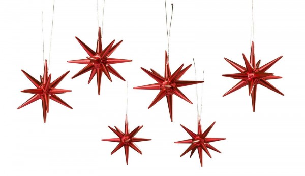 Wooden Christmas tree decorations, Poinsettias red-metallic, 6 pieces by Albin Preißler_pic1