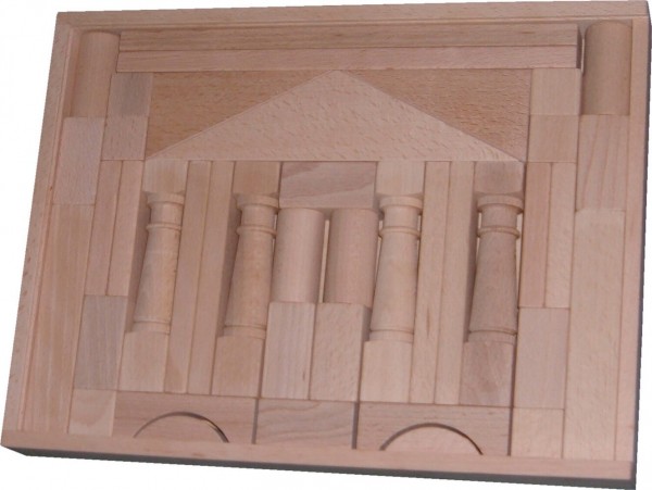 Wooden Construction Kit Domizil II, 41 Wooden bricks, 37,5 x 28,5 x 4,5 cm, Spielalter ab 1 Jahr, Erzgebirgische Holzspielwaren Ebert GmbH Olbernhau/ Erzgebirge