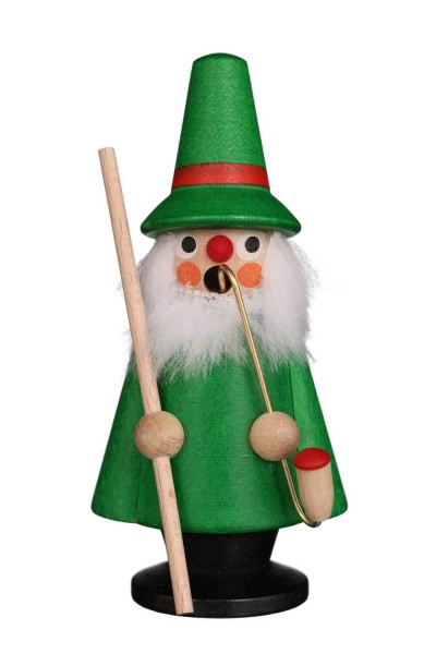 German Incense Smoker gnome, green, 10,5 cm, Christian Ulbricht GmbH & Co KG Seiffen/ Erzgebirget