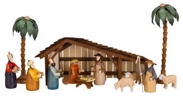 Christmas crib with stable, 13 - parts by Theo Lorenz