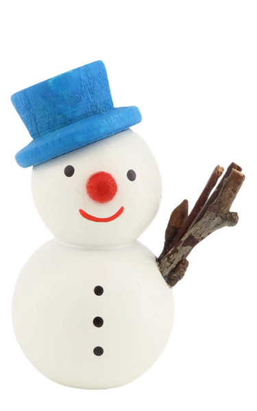 Miniature snowman with a blue hat, 4 cm / 1,6 inches, from SEIFFEN.COM_1