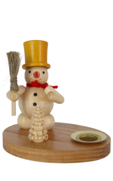 Kerzenhalter mit Schneemann, natur, 8 cm von Volker Zenker