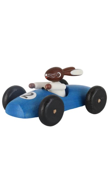 Easter bunny in racing car, blue from Legler