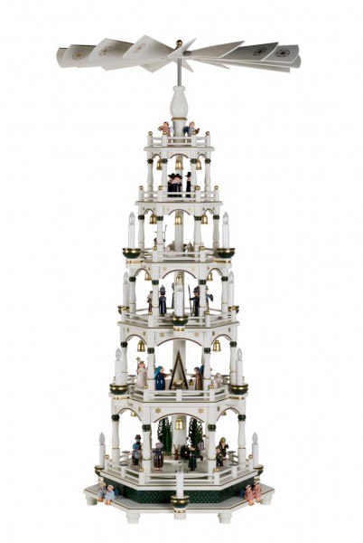 Pyramid Christmas story, 6 - tiered, white - green, 106 cm of KWO
