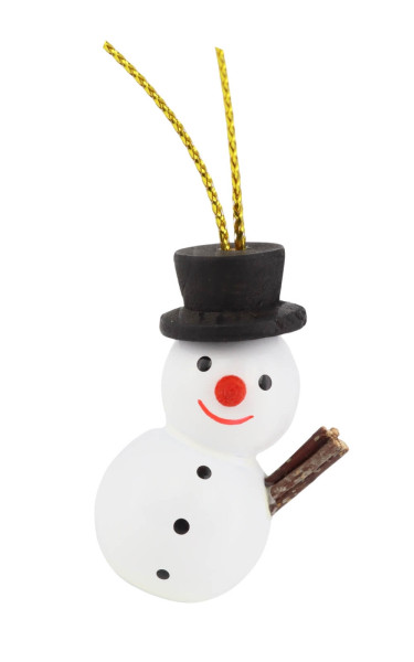 Christbaumschmuck Schneemann mit schwarzem Hut,4cm, von SEIFFEN.COM